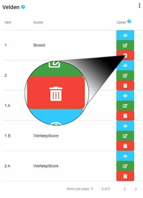 Velden verwijderen bij WeKeepScore