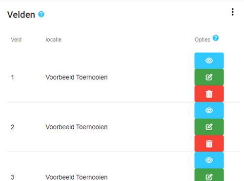 De locatie om de velden in te voeren of aan te passen