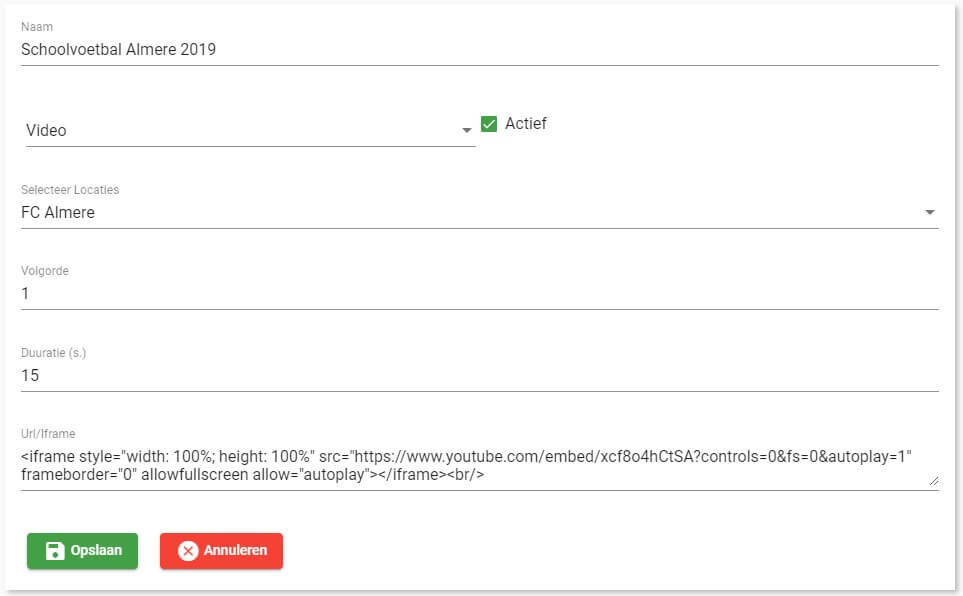 Een video via iframe toegevoegd