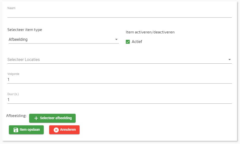 Nieuw WKS-Tv item aanmaken